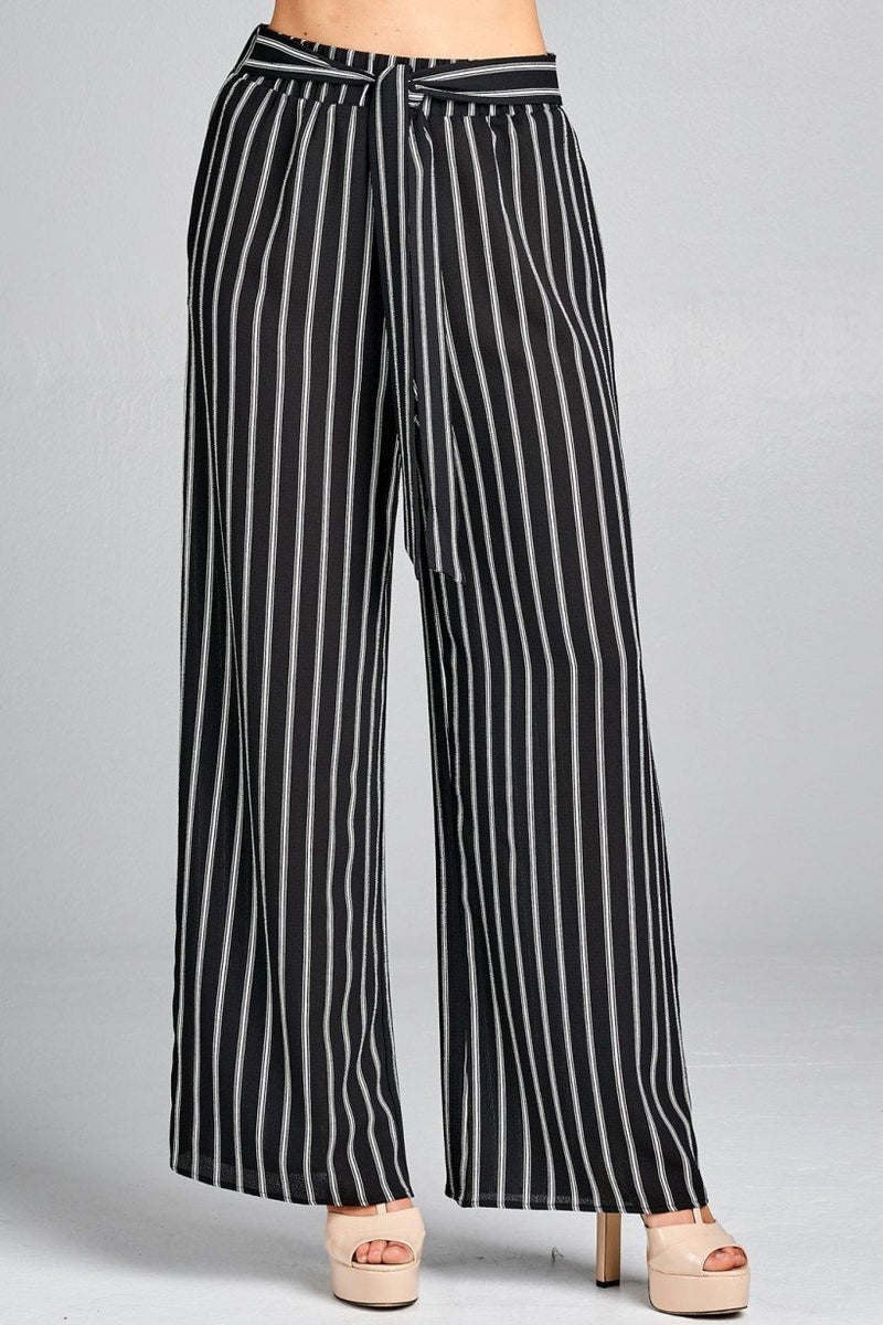 South Shore Striped Wide Leg Palazzo Pants (Black) – Luxe Label