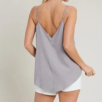 Ally Lace Trim Soft Cami (Cool Gray)
