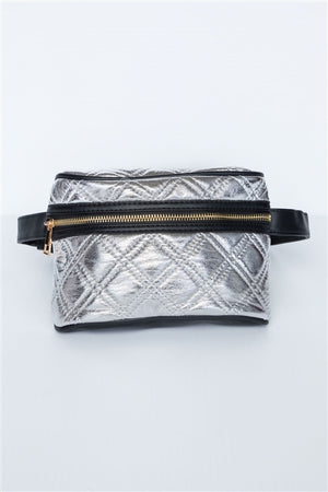 Galaxy Quilted Leather Waist Bag (Silver)