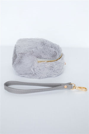 Pretty & Sweet Faux Fur Wristlet (Gray)