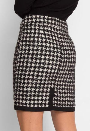 Premium Wool Houndstooth Pencil Skirt