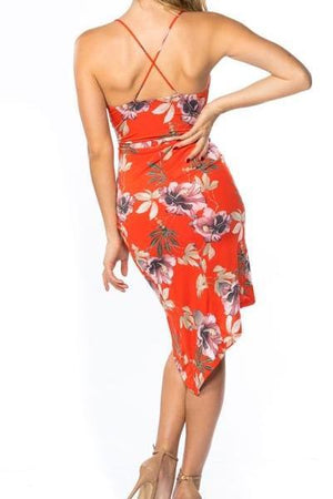 Tropical Ruched Wrap Mini Dress