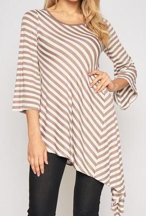 Striped Asymmetric Tunic Top