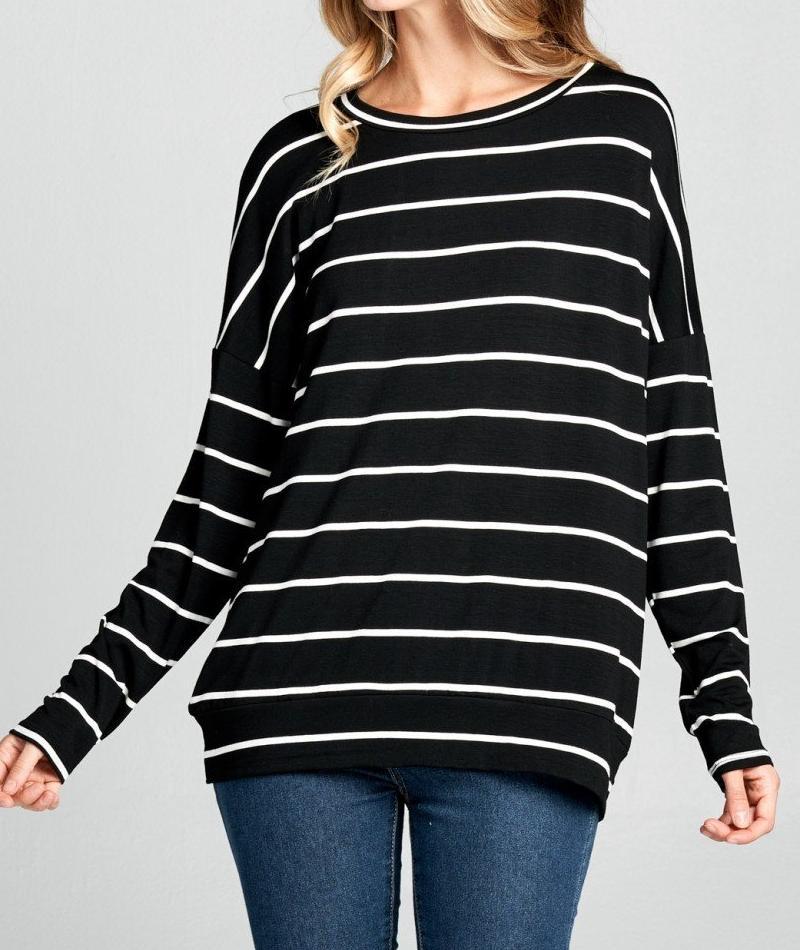 Riley Striped Dropped Shoulder Open Back Top