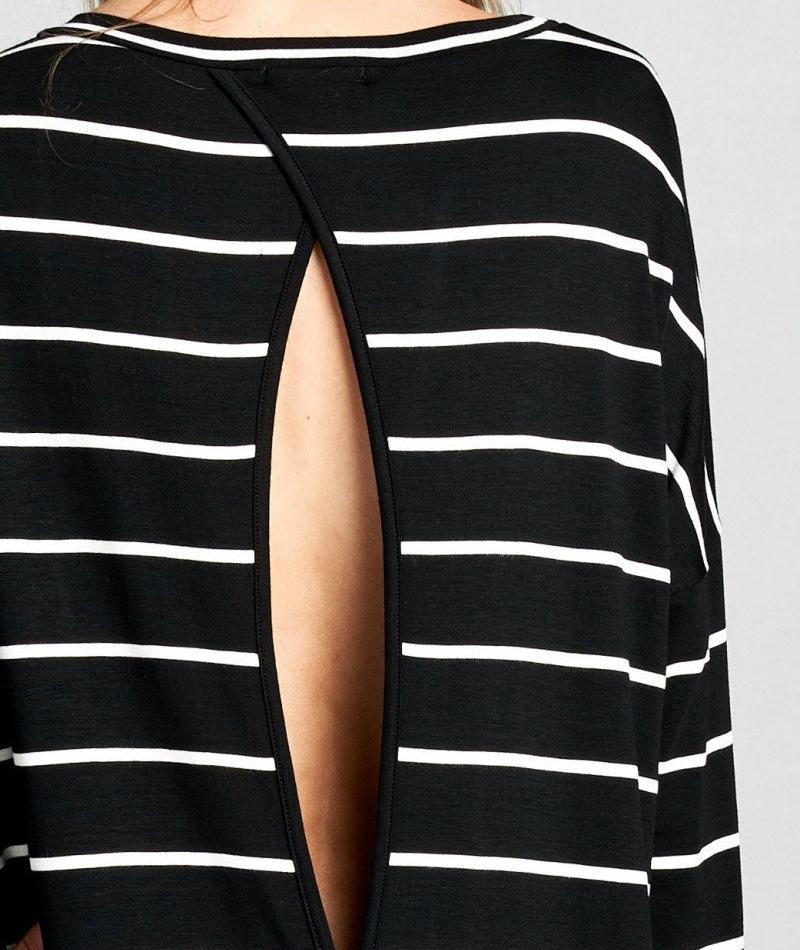 Riley Striped Dropped Shoulder Open Back Top