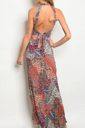 Boho Printed Slit Maxi Dress Luxe Label Boho Printed Slit Maxi Dress Luxe Label