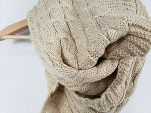 Cozy Knit Beige Infinity Scarf