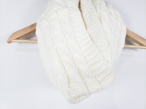 Cozy Knit Ivory Infinity Scarf