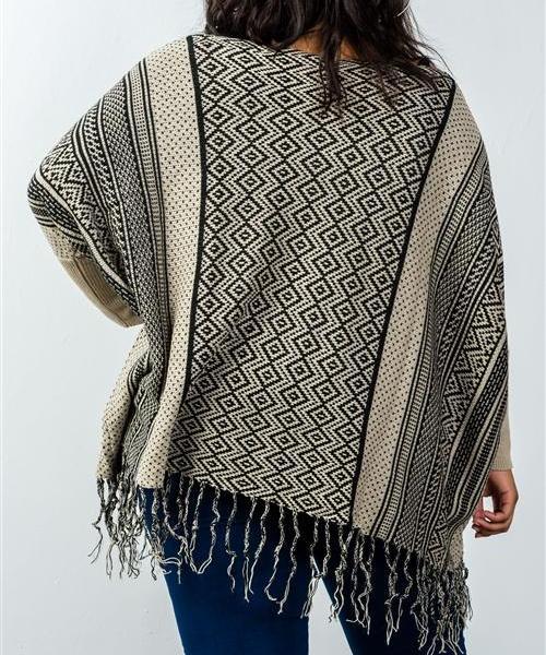 Tara Fringe Poncho Sweater (Plus)