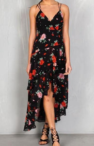 Floral Tiered Hi-Low Maxi Dress