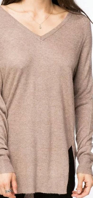 Side Split V-Neck Sweater