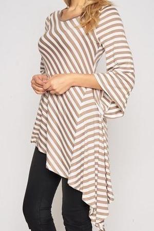 Striped Asymmetric Tunic Top