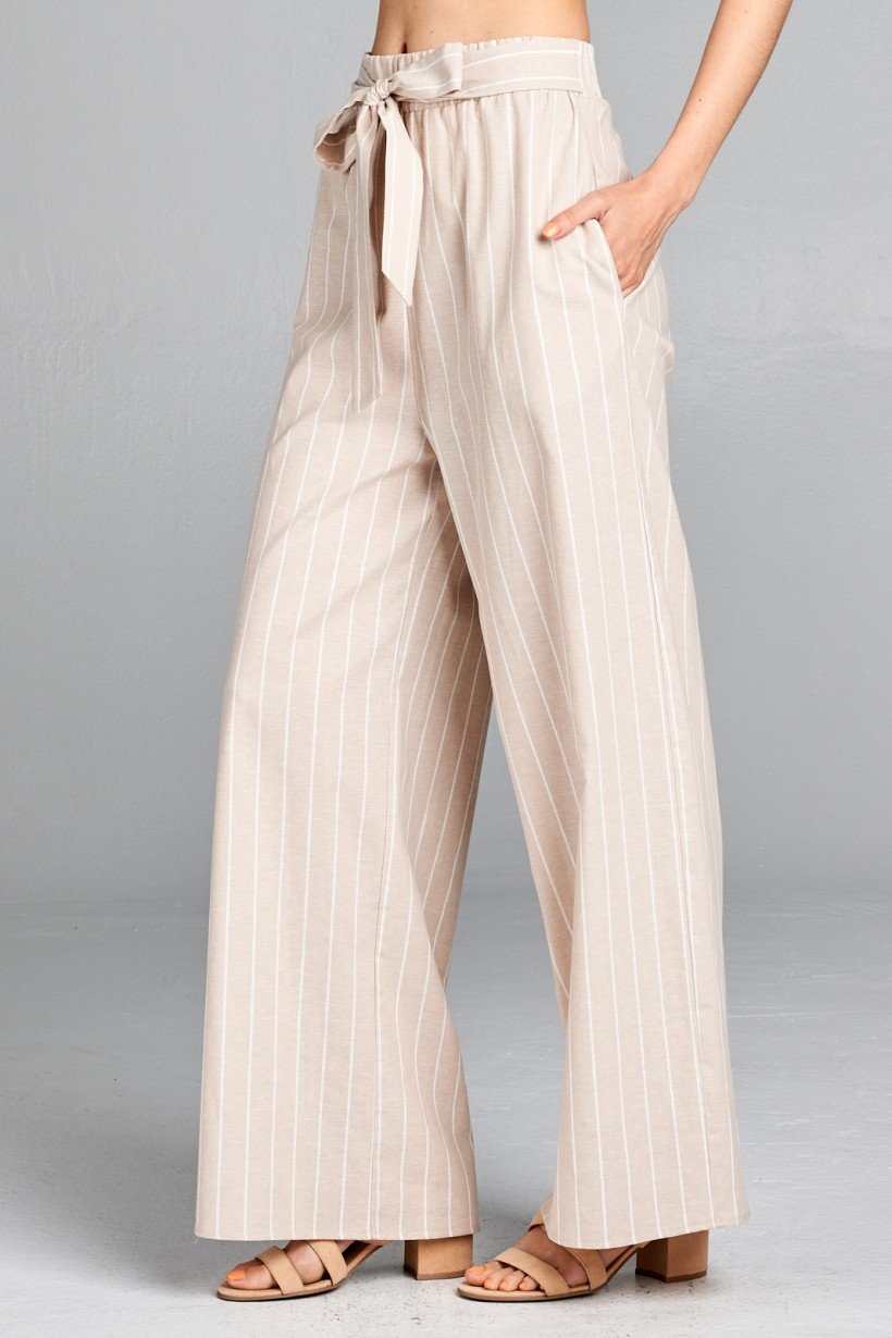 Spring Vibes Striped Tie Wide Leg Palazzo Pants