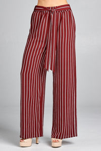 South Shore Striped Wide Leg Palazzo Pants (Red)