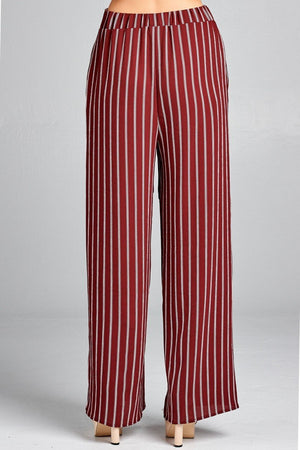 South Shore Striped Wide Leg Palazzo Pants (Red)