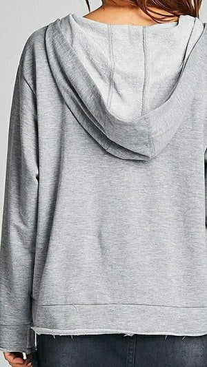 Raw Lace-Up Hoodie (Gray)