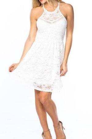 Lace White Strappy Skater Dress