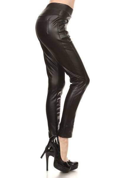 Fleece Lined Vegan Leather Pocket Leggings – Luxe Label