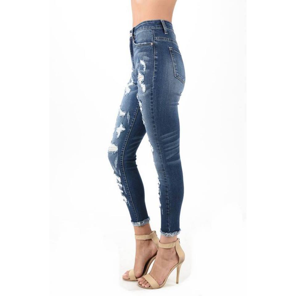 Cally Frayed Skinny Ankle Jeans