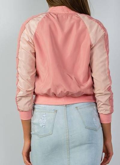 Mia Stripe Bomber Jacket (Pink)