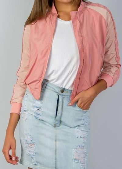 Mia Stripe Bomber Jacket (Pink)