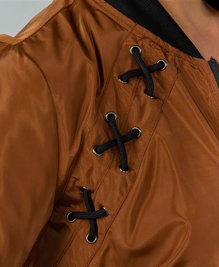 Lace-Up Copper Bomber Jacket