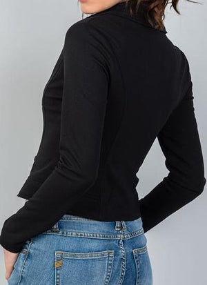 Dani Moto Crop Zipper Vegan Suede Jacket (Black)