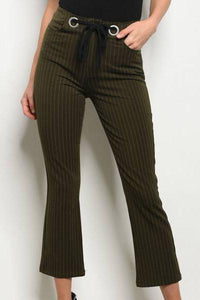 Pinstripe Kick Flare Pants (Olive)