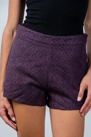 High Waist Woolen Winter Shorts (Purple)