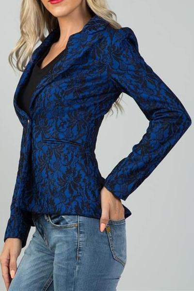 Luxe Lace Overlay Blazer