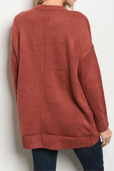Riverwood Chunky Oversized Choker Sweater (Rust)