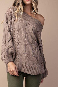 Parker Chunky Cable Knit Sweater (Mocha)