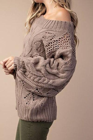Parker Chunky Cable Knit Sweater (Mocha)