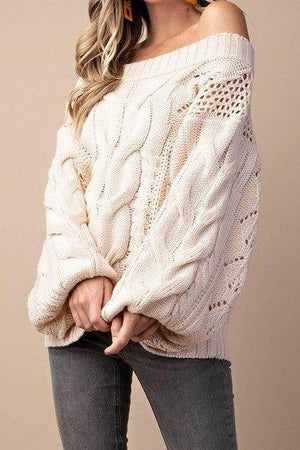 Parker Chunky Cable Knit Sweater (Ivory)
