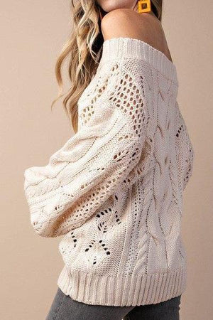Parker Chunky Cable Knit Sweater (Ivory)