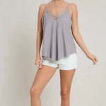 Ally Lace Trim Soft Cami (Cool Gray)