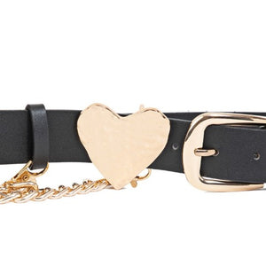 By the Heart Chain Vegan Leather Belt (Gold)
