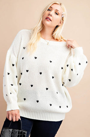 Queen of Hearts Ivory Sweater (Plus)