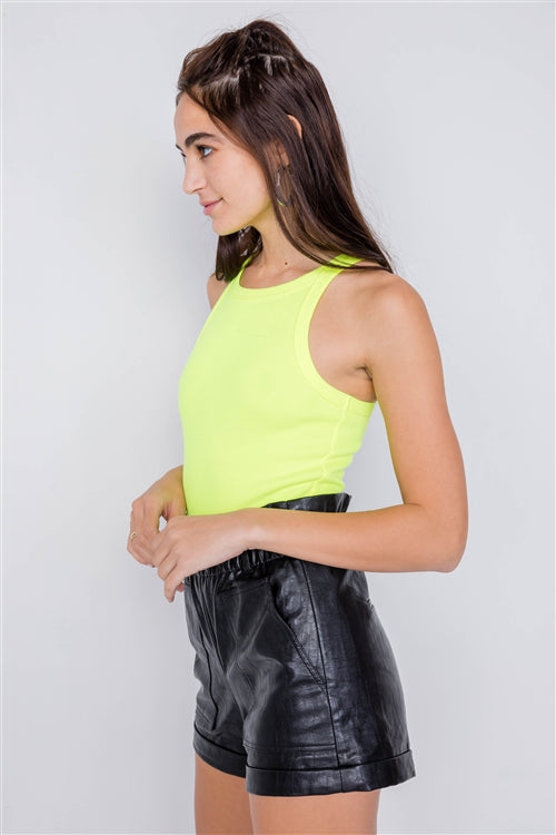 Stand Out Neon Yellow Racer Back Tank Bodysuit