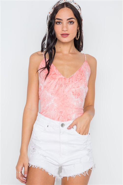 Tie Dye Faux Suede Blush Bodysuit