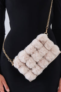 Love You Fur-Ever Beige Crossbody Bag