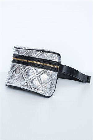 Galaxy Quilted Leather Waist Bag (Silver)