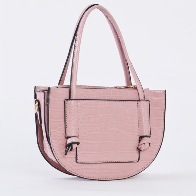 Jillian Croc Embossed Vegan Leather Bag (Pink)