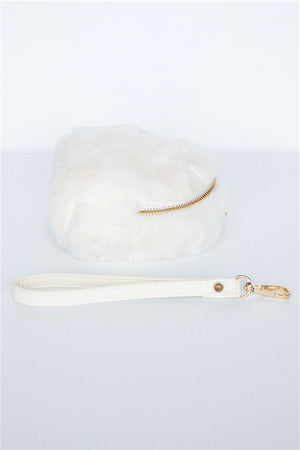 Pretty & Sweet Faux Fur Wristlet (Ivory)