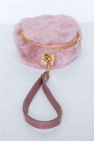 Pretty & Sweet Faux Fur Wristlet (Pink)