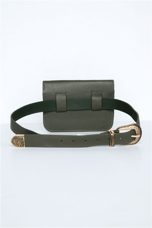 Stella Studded Vegan Leather Fanny Belt Bag (Olive)