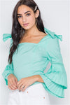 April Showers Pleated Sleeve Blouse (Mint)