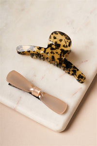 Fierce Leopard Print Clip & Icy Pink Bow 2-pc Set