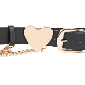 By the Heart Chain Vegan Leather Belt (Silver)