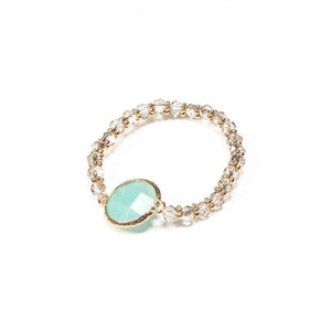 Aqua Crystal Gold Stretch Bracelet